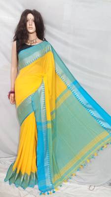 Comfortable Khadi Cotton Handloom Saree With Plain Borders  1