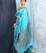 Sky Blue Zari Woven Tanchoi Silk Saree