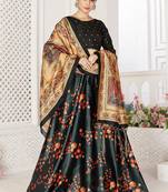 Black Ready Made Lehengha Cotton Silk Semi Stitched Ceremonial Cotton Lehenga