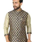 Gold printed art silk men-wedding-dresses