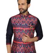 Blue printed art silk men-wedding-dresses