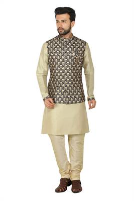 Gold printed art silk men-wedding-dresses 2