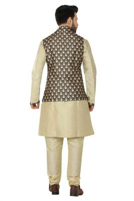 Gold printed art silk men-wedding-dresses 3