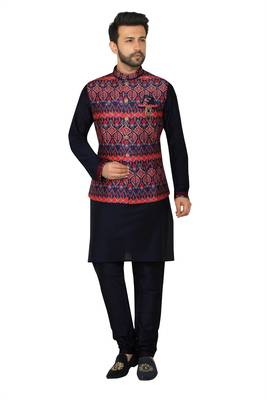 Blue printed art silk men-wedding-dresses 2