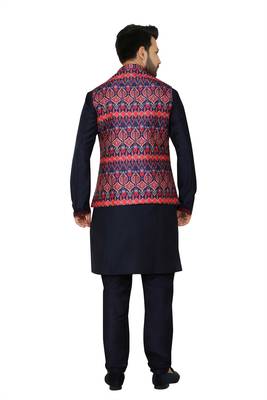 Blue printed art silk men-wedding-dresses 3