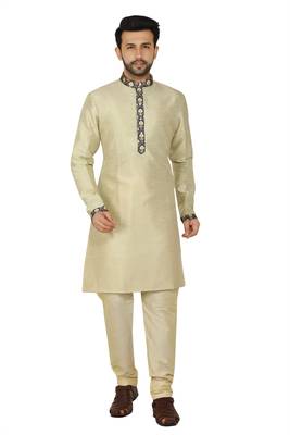 Gold printed art silk men-wedding-dresses 5