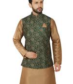 Green printed art silk men-wedding-dresses