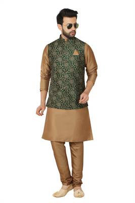 Green printed art silk men-wedding-dresses 2