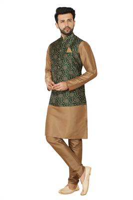 Green printed art silk men-wedding-dresses 4