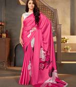 Pinkdesigner Digital Printedsatin Sareeswithsatin Crepeblouse