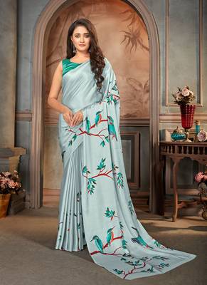 Greydesigner Digital Printedsatin Sareeswithsatin Crepeblouse 1