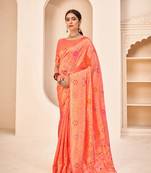 Peachheavy Wevon Patola DesignerBanarasi silk blend SareeswithBanarasi silk blendblouse