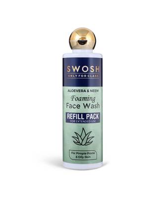 Swosh Aloe Vera and Neam foam face wash 2 In 1 can Used Refill Pack as well as Face wash Bottle easy to use Tip Tap Cap 1