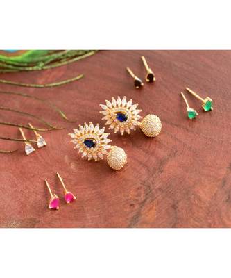 Awesome Gold Tone Cz Colour Changeable Studs-DJ06459 1