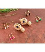 Awesome Gold Tone Cz Colour Changeable Studs-DJ06459