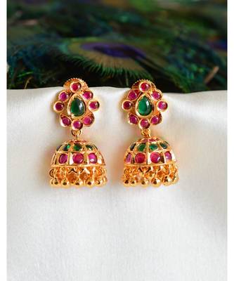 Beautiful Gold Tone Kemp-green Designer Jhumka -DJ29815 1