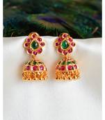 Beautiful Gold Tone Kemp-green Designer Jhumka -DJ29815
