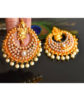 Awesome Antique Pearl Ganesha Bali Earrings -DJ16547 2