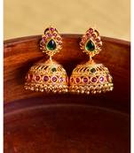 Beautiful Gold Tone Kemp-green Designer Jhumka -DJ33758