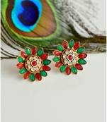 Unique Antique Pink-green Flower Studs-DJ06417