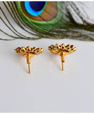 Unique Antique Pink-green Flower Studs-DJ06417 2