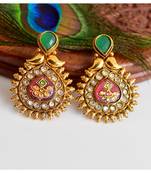 Awesome Antique Meenakari Green-purple Designer Earrings -DJ17079