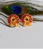 Cute Gold Plated Kemp-green Studs-DJ02408