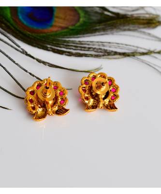 Cute Gold Plated Kemp-green Studs-DJ02408 3
