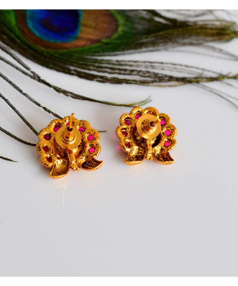 Cute Gold Plated Kemp-green Studs-DJ02408