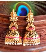 Awesome Ruby Designer Peacock Jhumkas-DJ01207