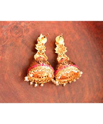Awesome Ruby Designer Peacock Jhumkas-DJ01207 3