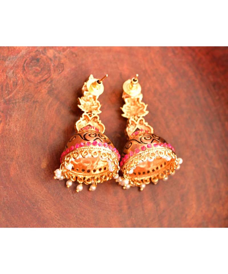 Awesome Ruby Designer Peacock Jhumkas-DJ01207