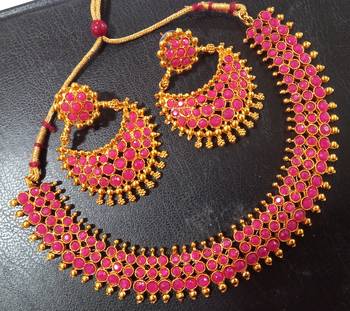 Ruby Pink Latest Designer Ethnic Indian Bollywood Designer Jewellery Set 1