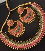 Ruby Emerald White CZ Latest Designer Ethnic Indian Bollywood Designer Jewellery Set
