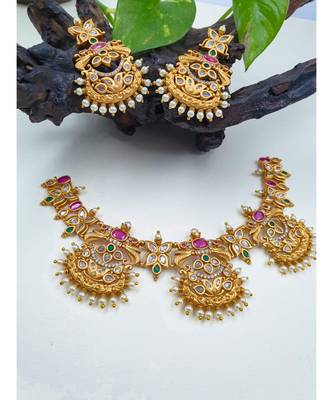 Matte multi stone studded necklace 1