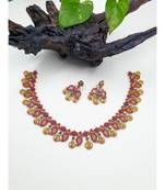 Matte finish ruby emerald stone necklace