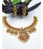 Matte ruby and emerald stone necklace