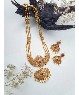 Beautiful multi strands ruby stone long haar 1