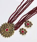 Necklace Set for Girls and Women Stylish Latest Wedding and Traditional kundan Pendant Set Maroon and Golden
