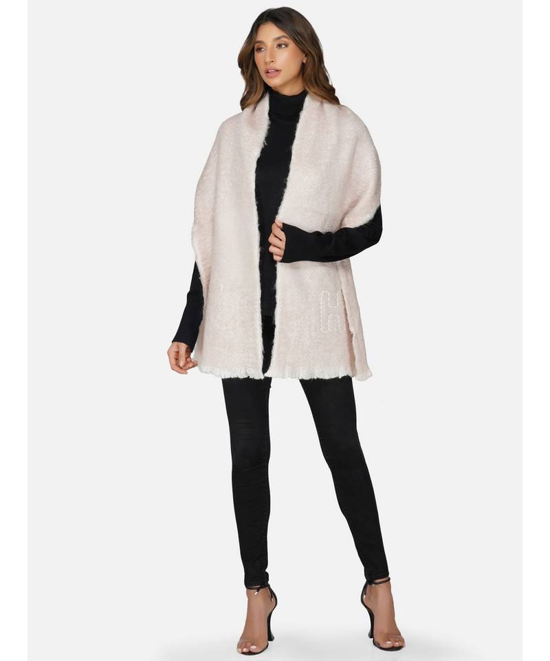 womens winter wool light pink solid scarf