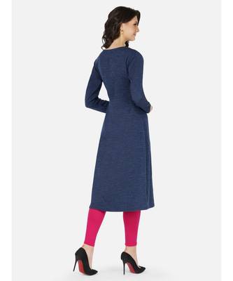 womens winter acrylic blue embroidery design kurta 2