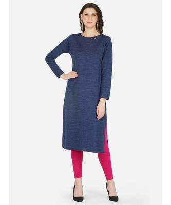 womens winter acrylic blue embroidery design kurta 3