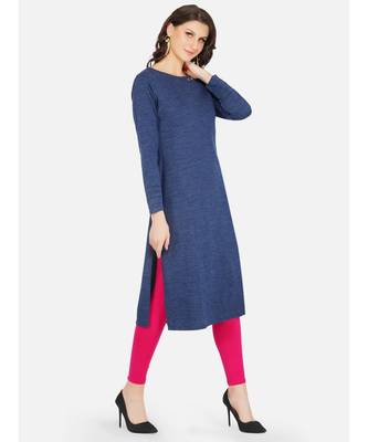 womens winter acrylic blue embroidery design kurta 4