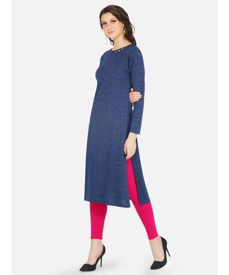 womens winter acrylic blue embroidery design kurta 5