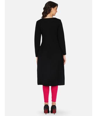 womens winter acrylic black embroidery design kurta 2