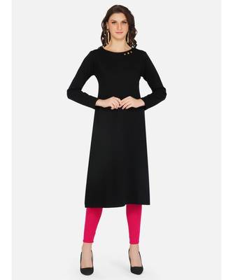 womens winter acrylic black embroidery design kurta 3