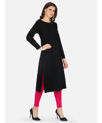 womens winter acrylic black embroidery design kurta 4