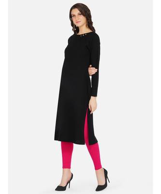 womens winter acrylic black embroidery design kurta 5