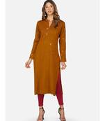 womens winter acrylic brown embroidery design kurta