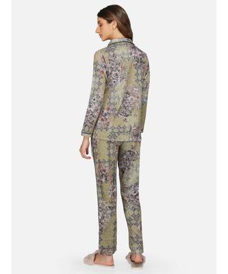 womens winter loungwear multigreen printed polyester night suit 5
